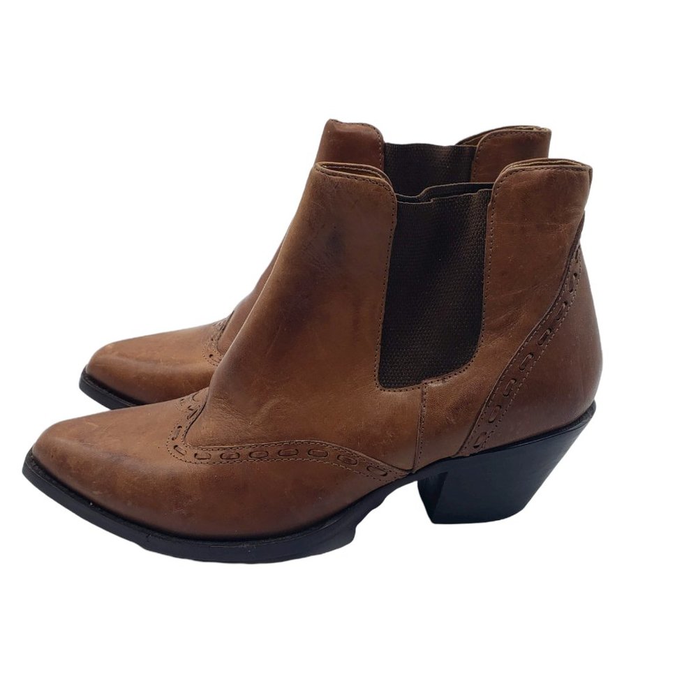 Durango RD252 Women's Brown Leather Cowboy Style Ankle Boots Size 6.5M